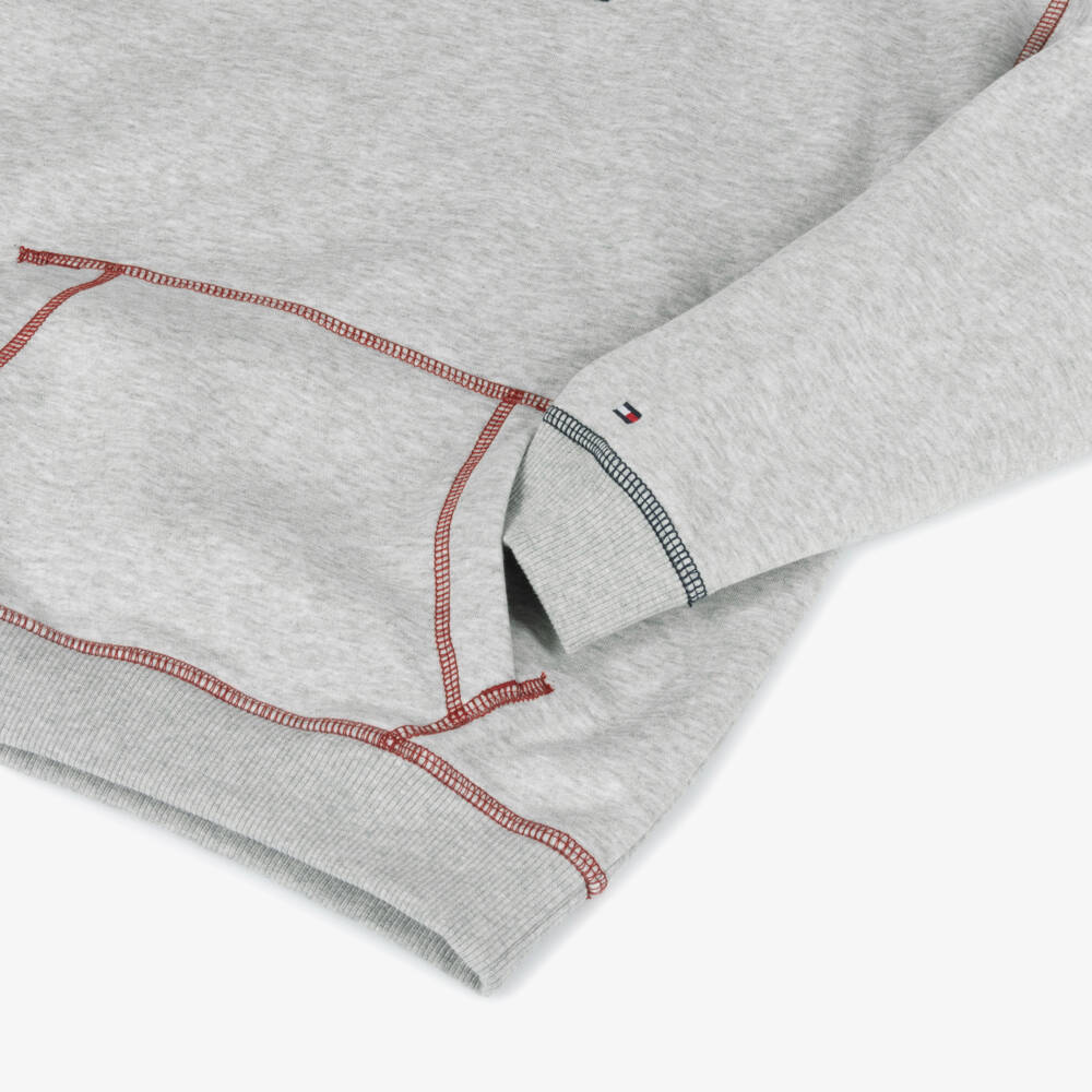 Tommy Hilfiger-Boys Grey Hoodie with Contrast Stitch | Childrensalon Outlet