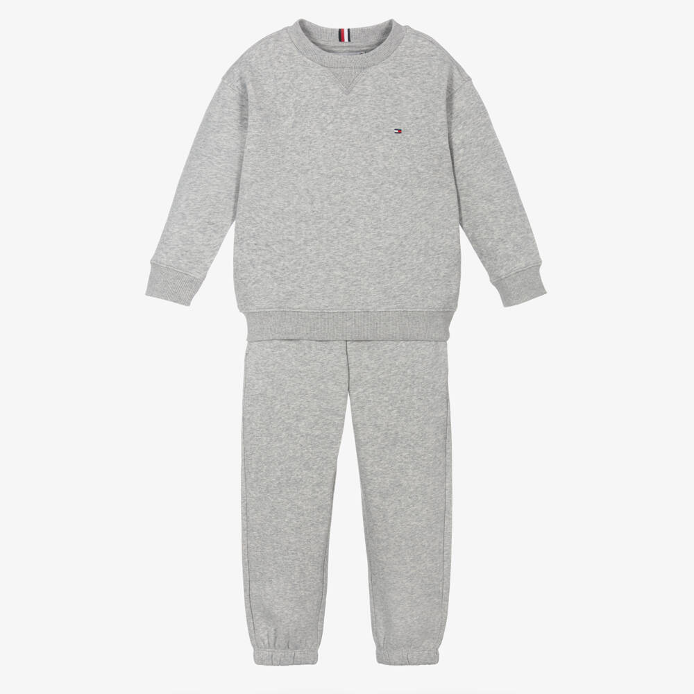Tommy Hilfiger-Boys Grey Jersey Logo Tracksuit | Childrensalon Outlet