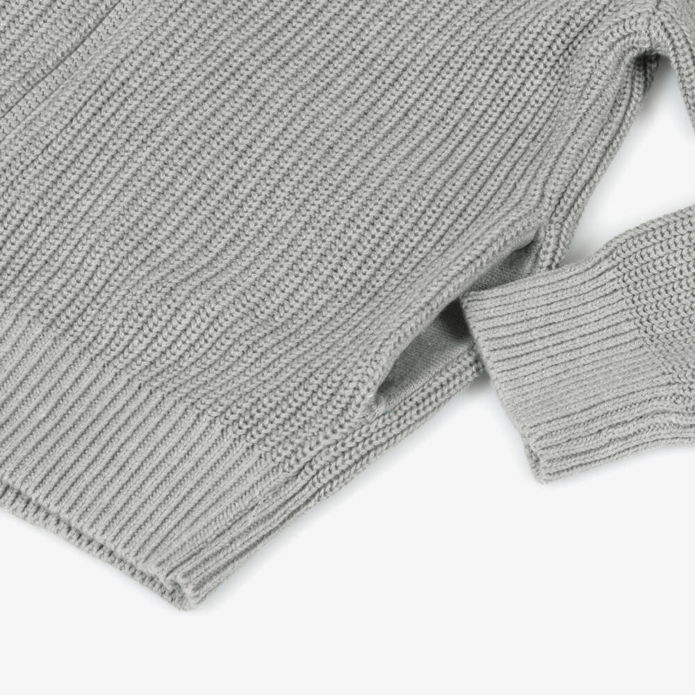 Tommy Hilfiger-Boys Grey Knitted Cotton Cardigan | Childrensalon Outlet