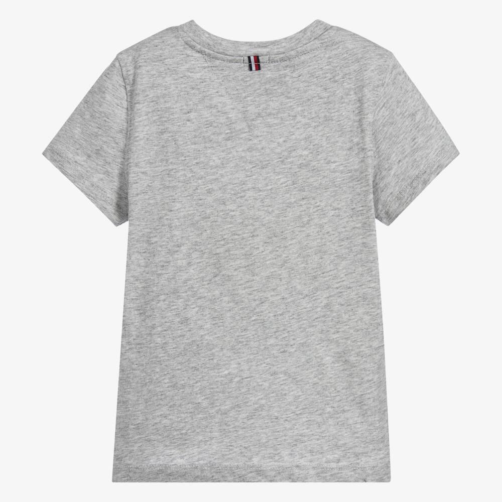 Tommy Hilfiger-Boys Grey Marl Cotton Flag Logo T-Shirt | Childrensalon Outlet