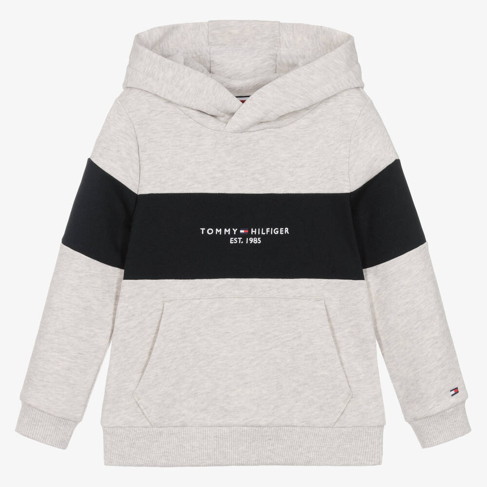 Tommy Hilfiger - Boys Grey Marl Cotton Hoodie | Childrensalon