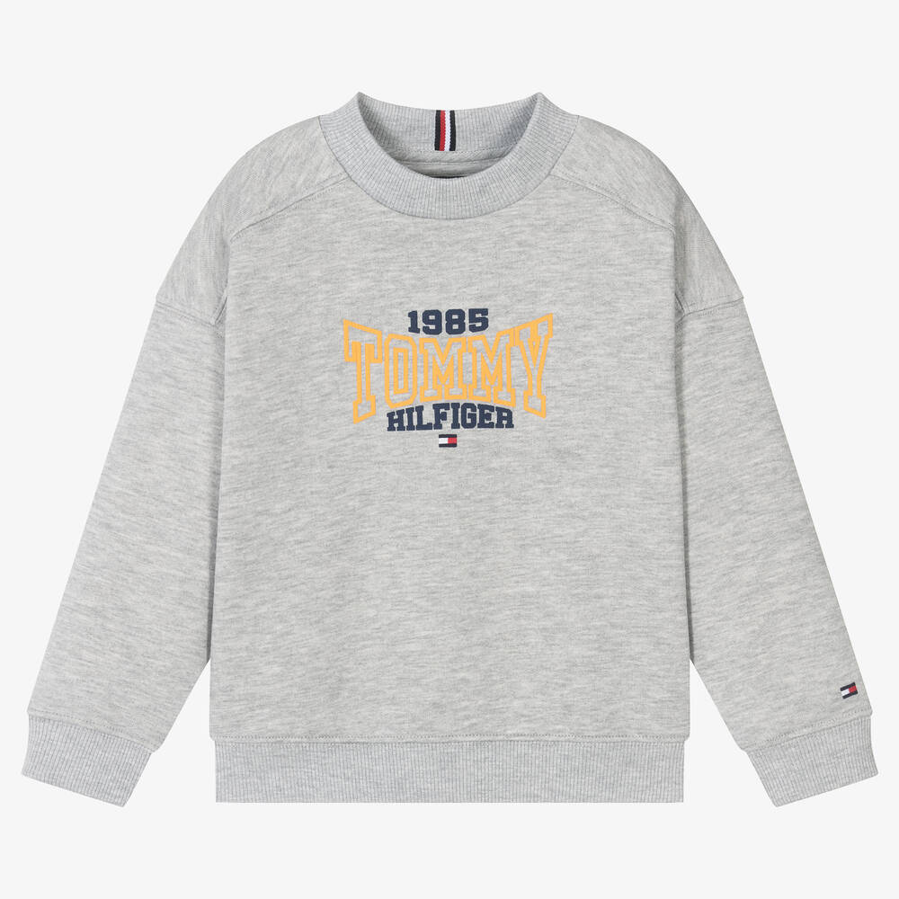 Tommy Hilfiger - Grau meliertes Baumwoll-Sweatshirt | Childrensalon