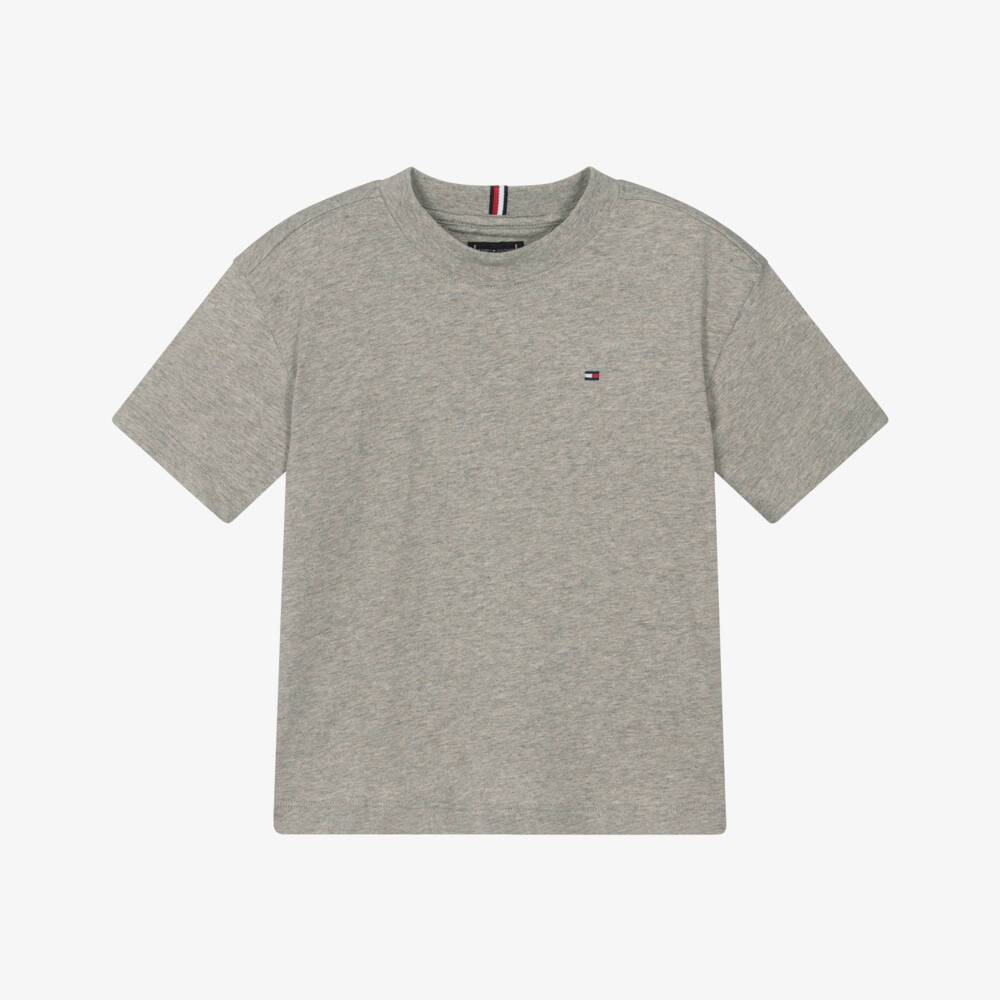 Tommy Hilfiger-Boys Grey Marl Organic Cotton Jersey T-Shirt | Childrensalon Outlet