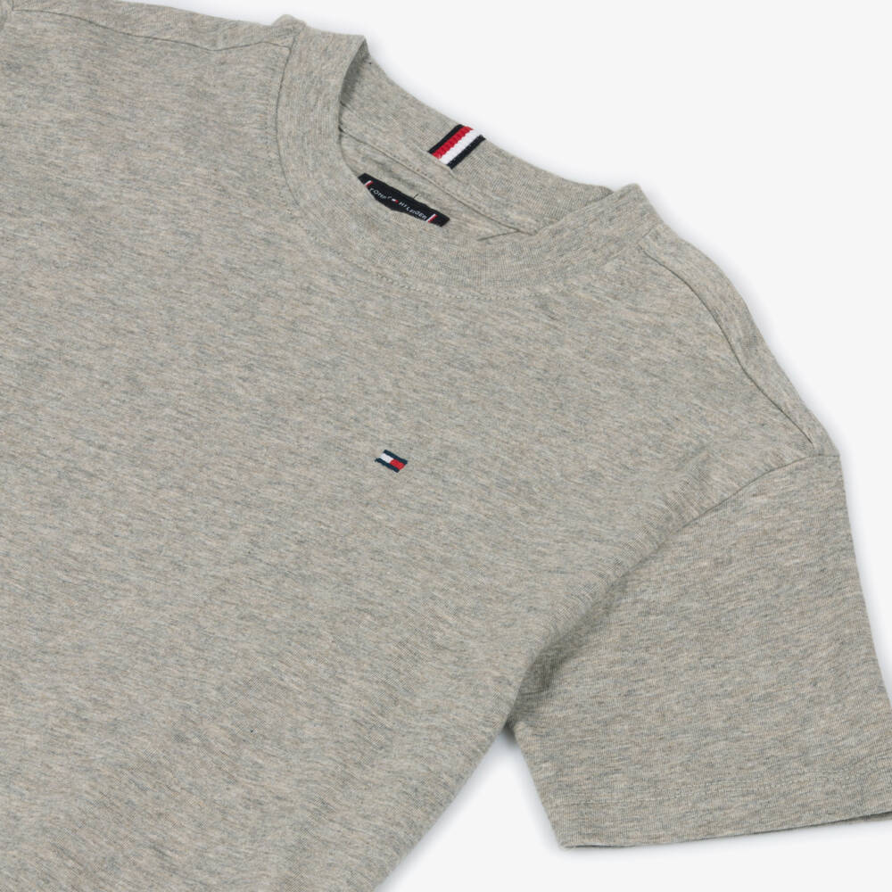 Tommy Hilfiger-Boys Grey Marl Organic Cotton Jersey T-Shirt | Childrensalon Outlet