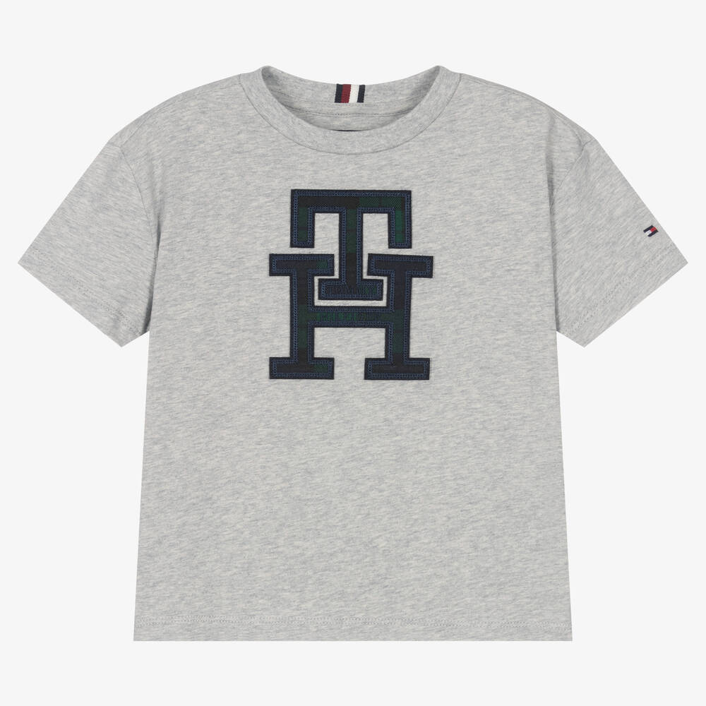 Tommy Hilfiger - Boys Grey Monogram Logo T-Shirt | Childrensalon