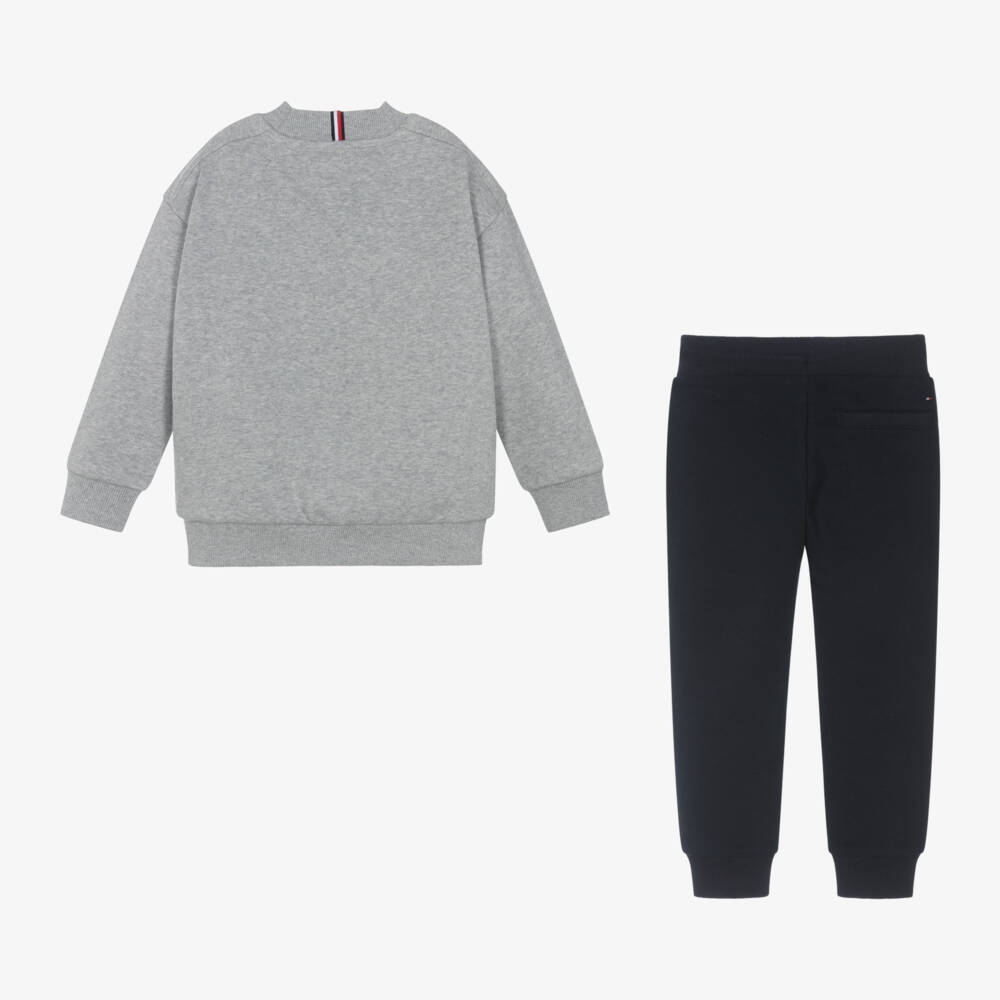 Tommy Hilfiger-Boys Grey & Navy Cotton Tracksuit | Childrensalon Outlet