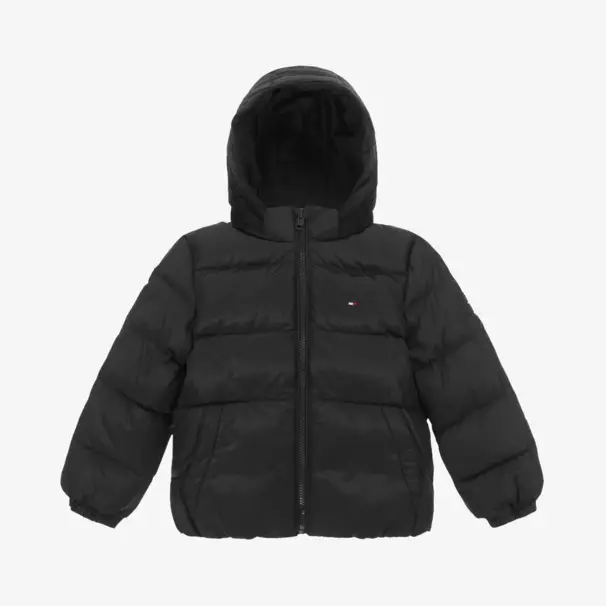 Tommy Hilfiger-Boys Hooded Black Down Coat | Childrensalon Outlet