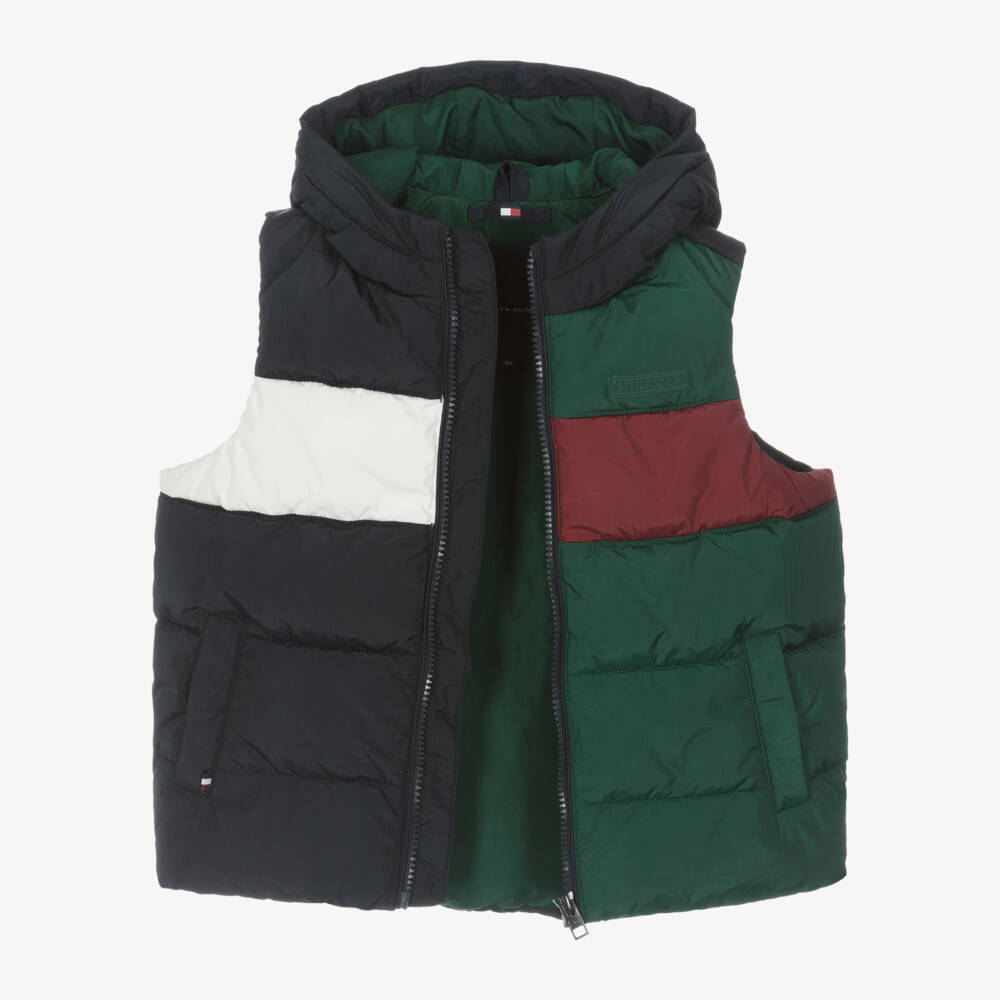 Tommy Hilfiger-Boys Hooded Blue Gilet | Childrensalon Outlet
