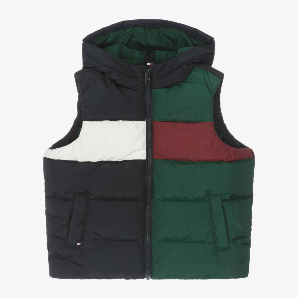 Tommy Hilfiger-Boys Hooded Blue Gilet | Childrensalon Outlet