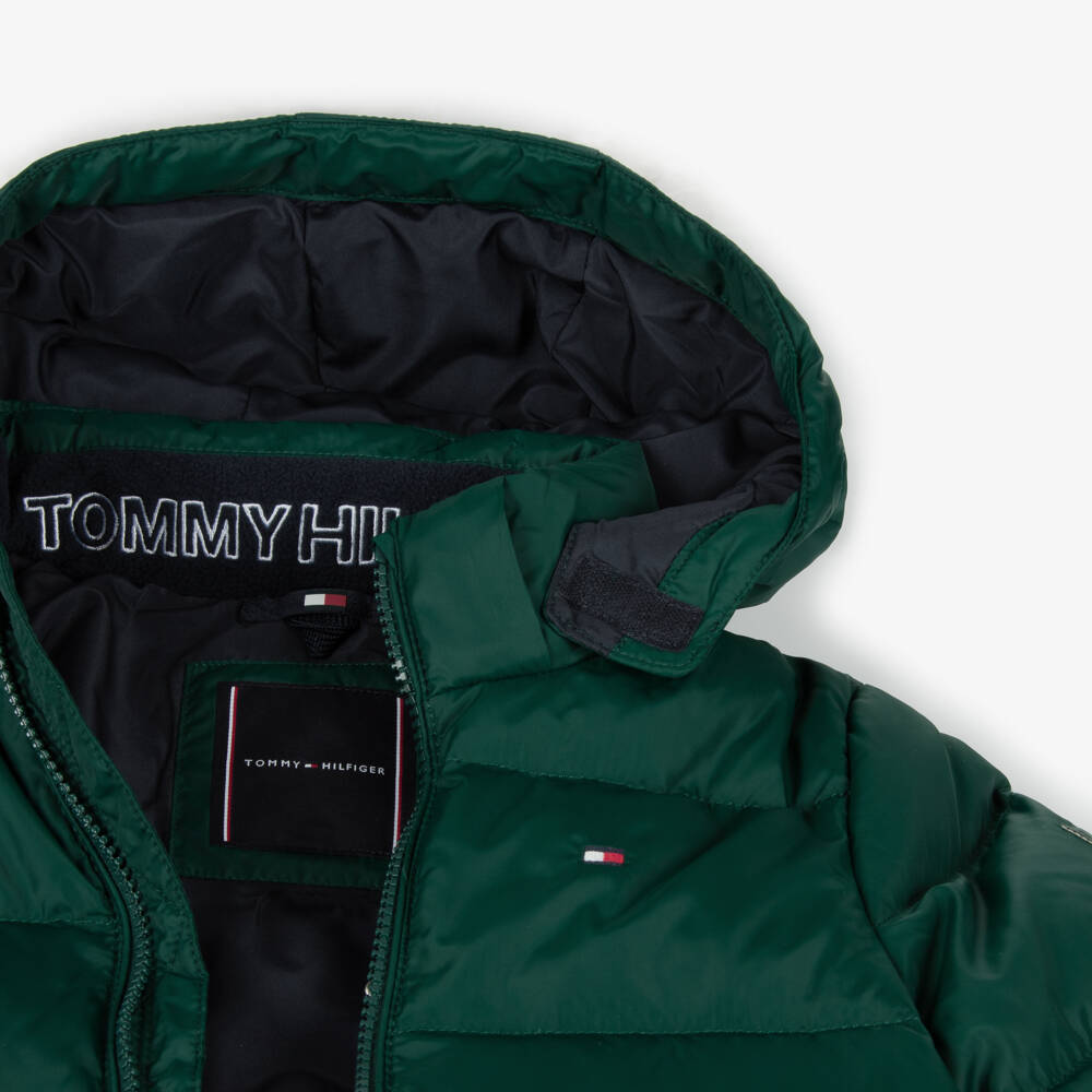 Tommy Hilfiger-Boys Hooded Green Puffer Jacket | Childrensalon Outlet