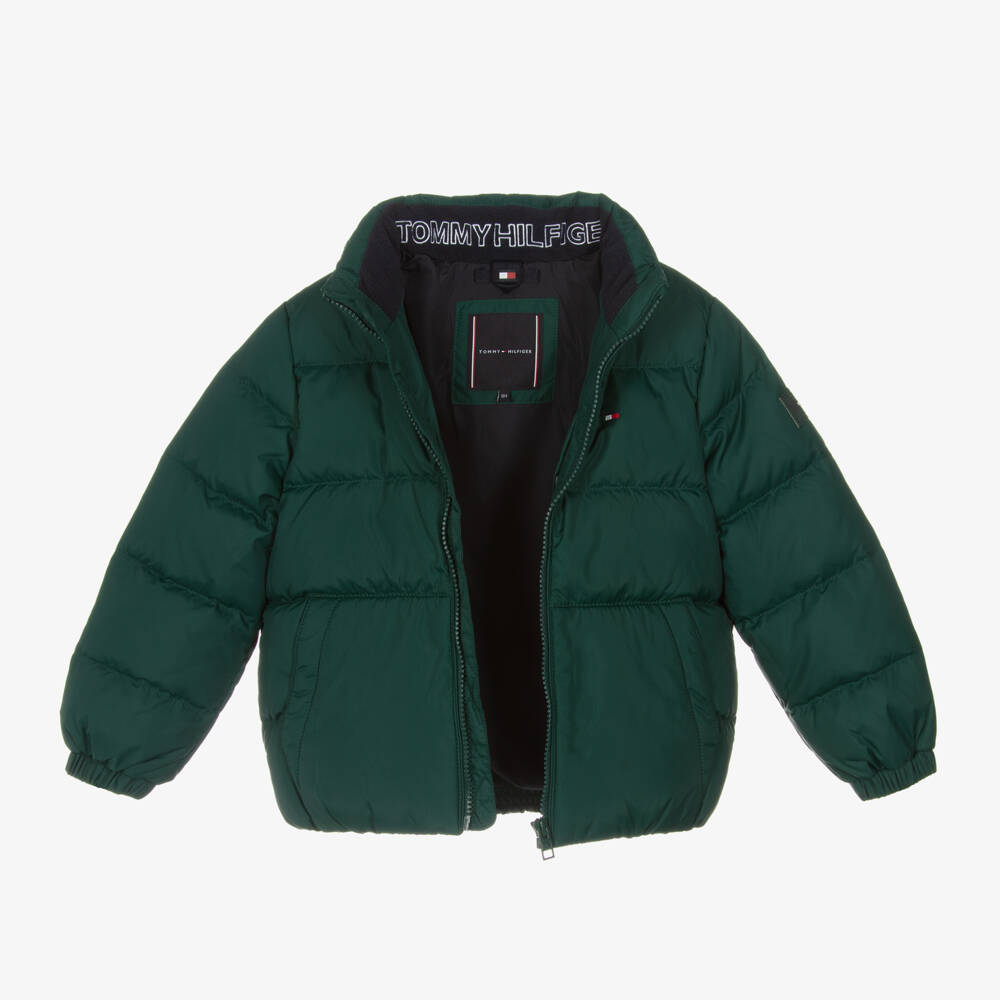 Tommy Hilfiger-Boys Hooded Green Puffer Jacket | Childrensalon Outlet