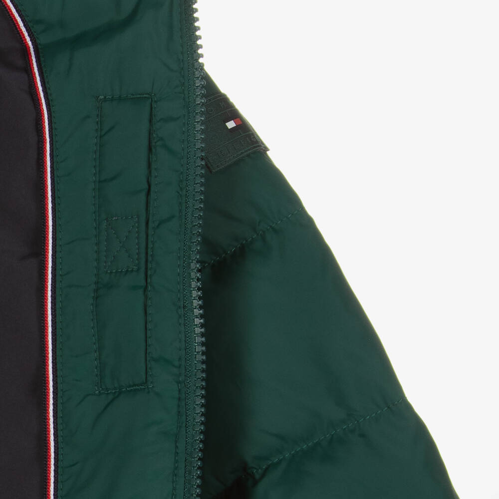Tommy Hilfiger-Boys Hooded Green Puffer Jacket | Childrensalon Outlet