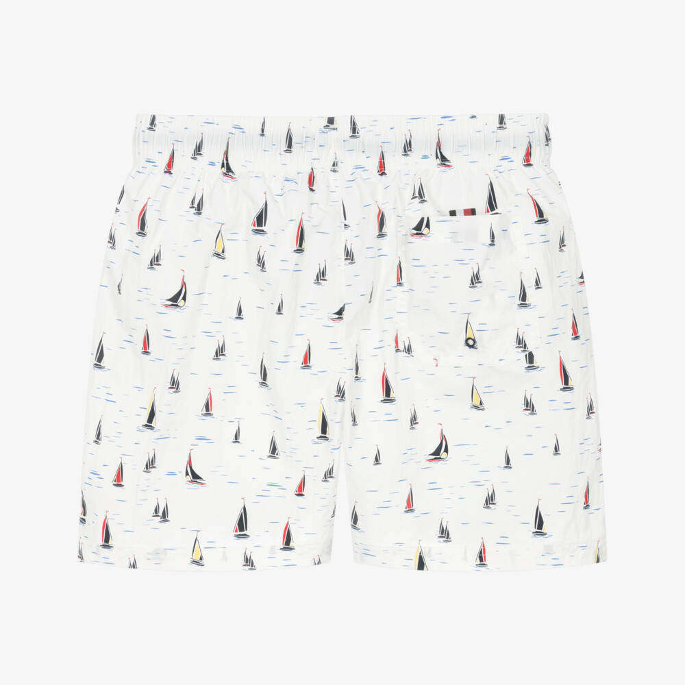 Tommy Hilfiger-Boys Ivory Boat Print Swim Shorts | Childrensalon Outlet
