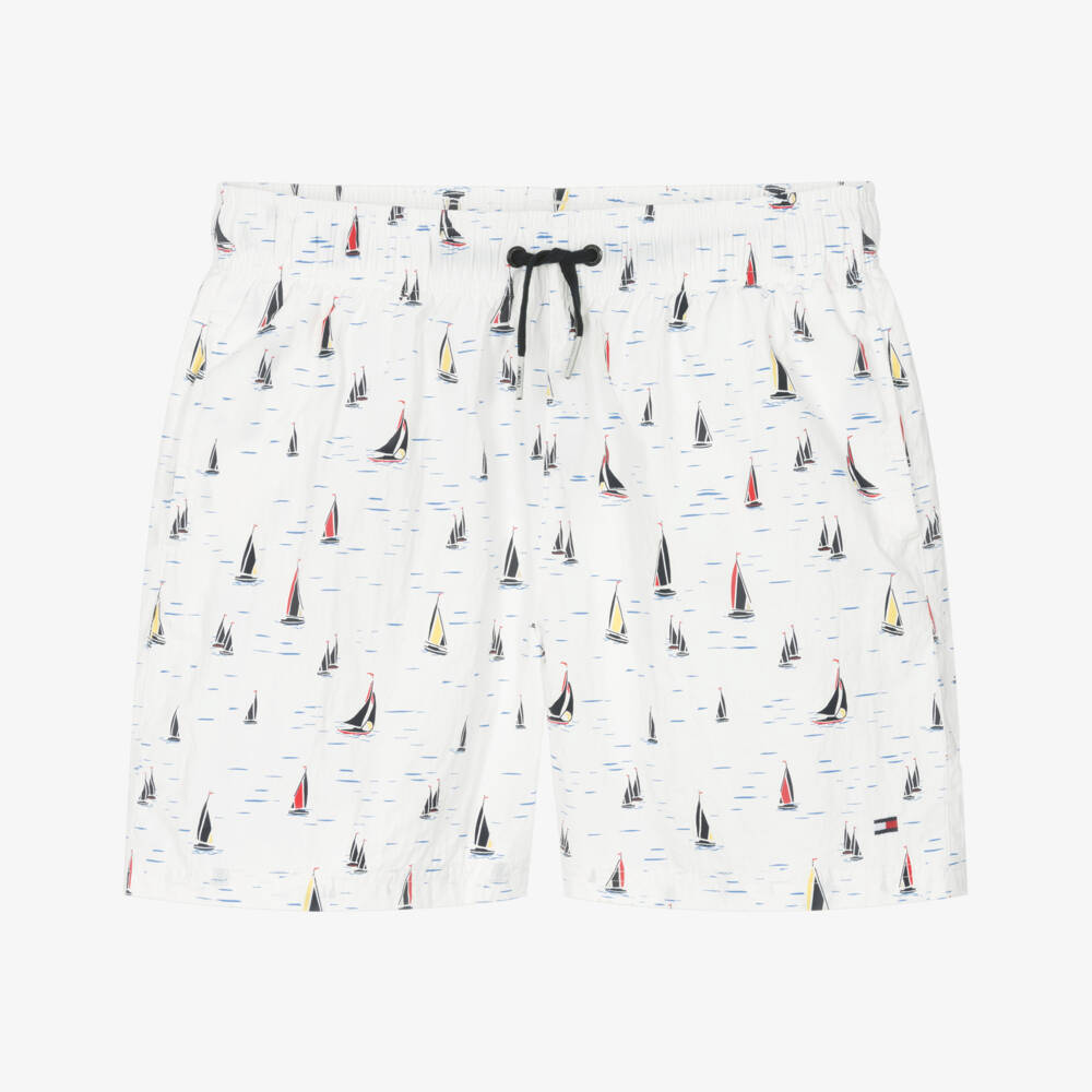 Tommy Hilfiger-Boys Ivory Boat Print Swim Shorts | Childrensalon Outlet