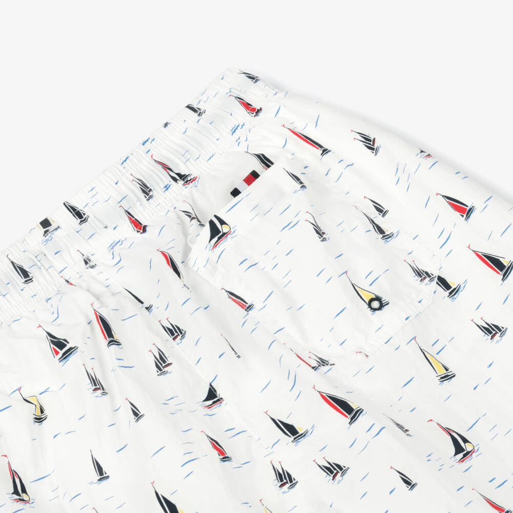 Tommy Hilfiger-Boys Ivory Boat Print Swim Shorts | Childrensalon Outlet