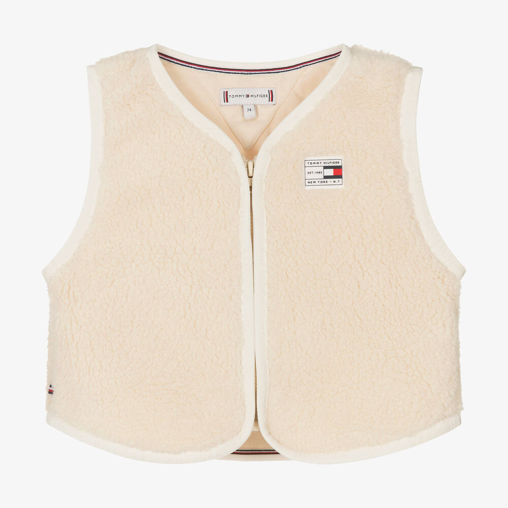 Tommy Hilfiger - Elfenbeinfarbene Teddy-Fleeceweste (J)  | Childrensalon