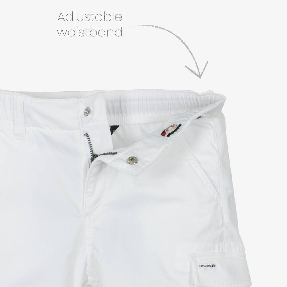 Tommy Hilfiger-Boys Ivory Cargo Cotton Shorts | Childrensalon Outlet