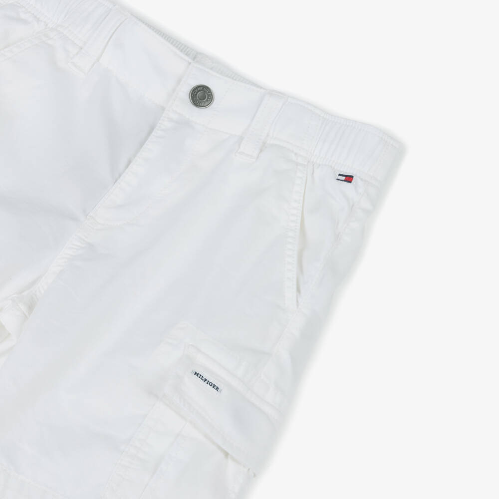 Tommy Hilfiger-Boys Ivory Cargo Cotton Shorts | Childrensalon Outlet