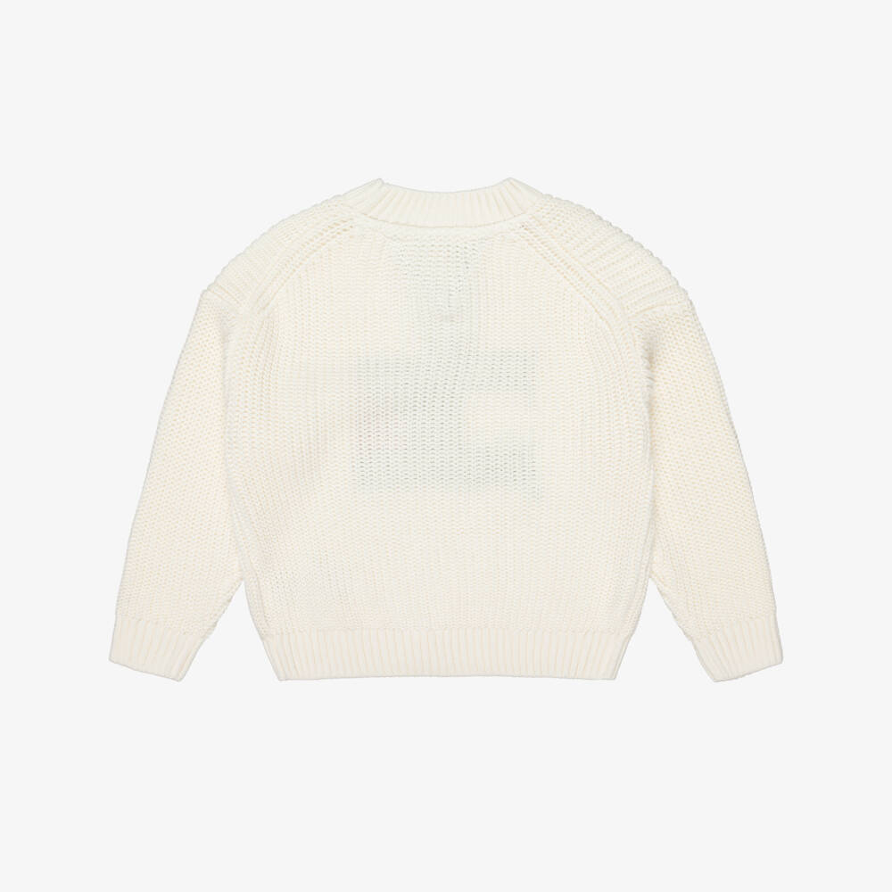 Tommy Hilfiger-Boys Ivory Chunky Knit Heritage Flag Sweater | Childrensalon Outlet