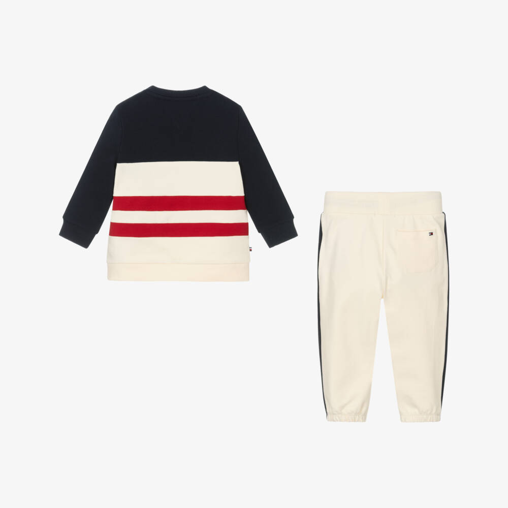 Tommy Hilfiger-Boys Ivory Cotton Colourblock Set | Childrensalon Outlet
