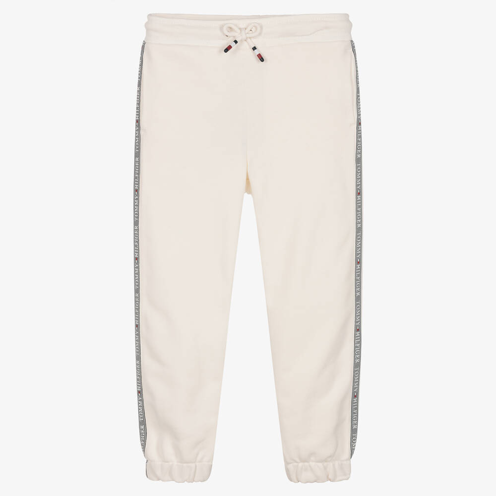 Tommy Hilfiger - Boys Ivory Cotton Logo Joggers  | Childrensalon