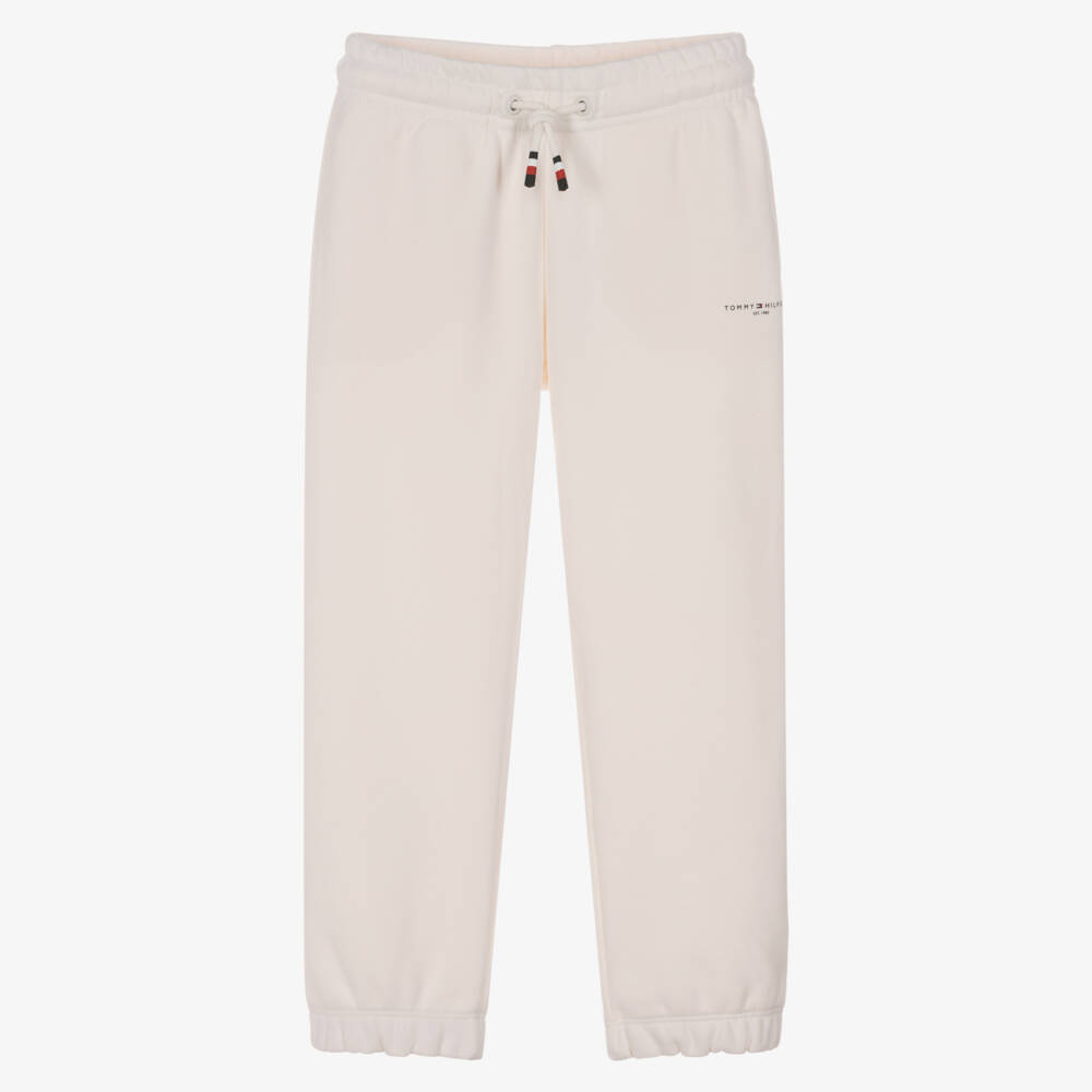 Tommy Hilfiger-Boys Ivory Cotton Mini Logo Joggers | Childrensalon Outlet