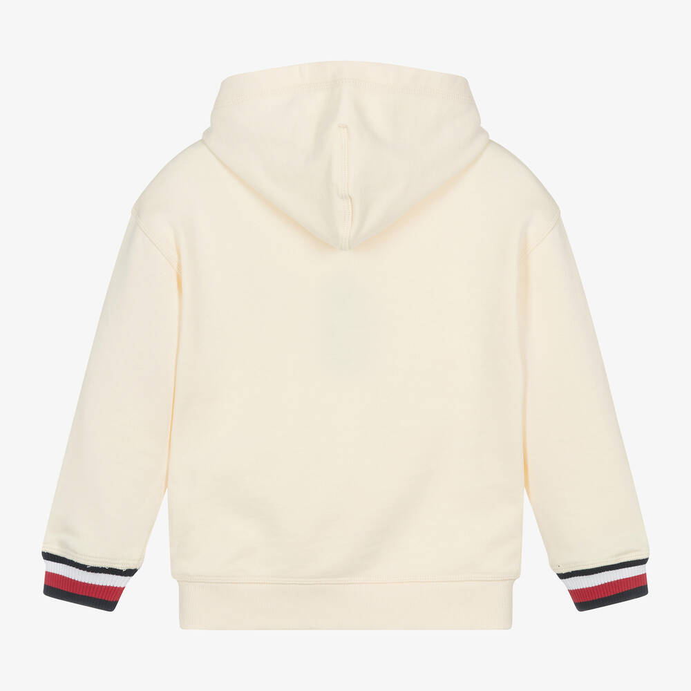 Tommy Hilfiger Boys Ivory Cotton Monogram Hoodie Childrensalon Outlet
