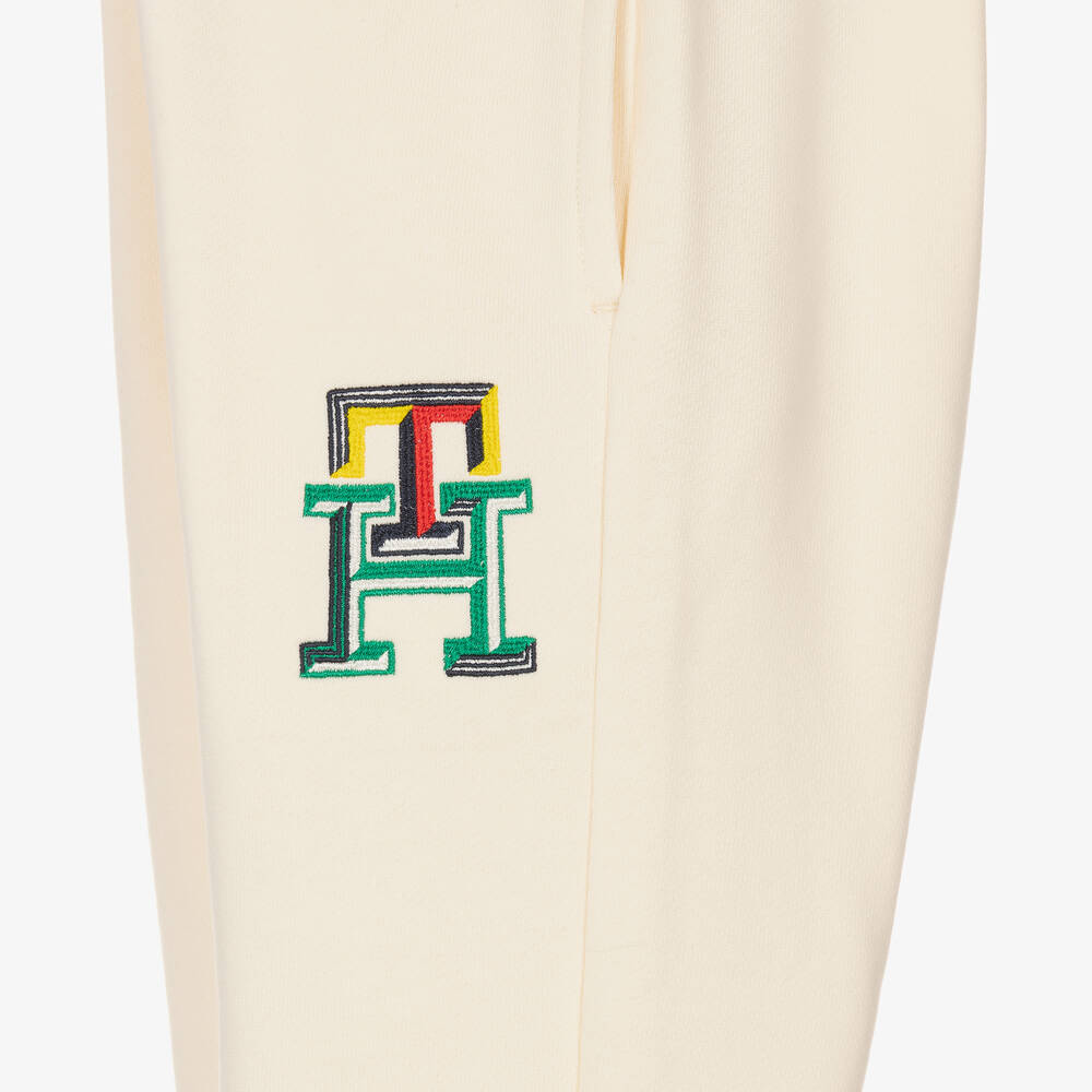 Tommy Hilfiger-Boys Ivory Cotton Monogram Joggers  | Childrensalon Outlet