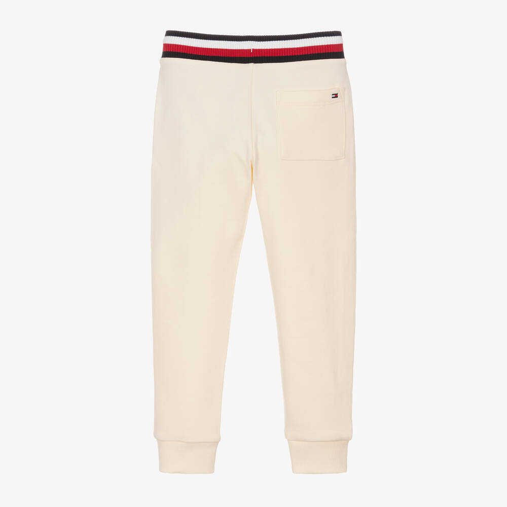 Tommy Hilfiger-Boys Ivory Cotton Monogram Joggers  | Childrensalon Outlet