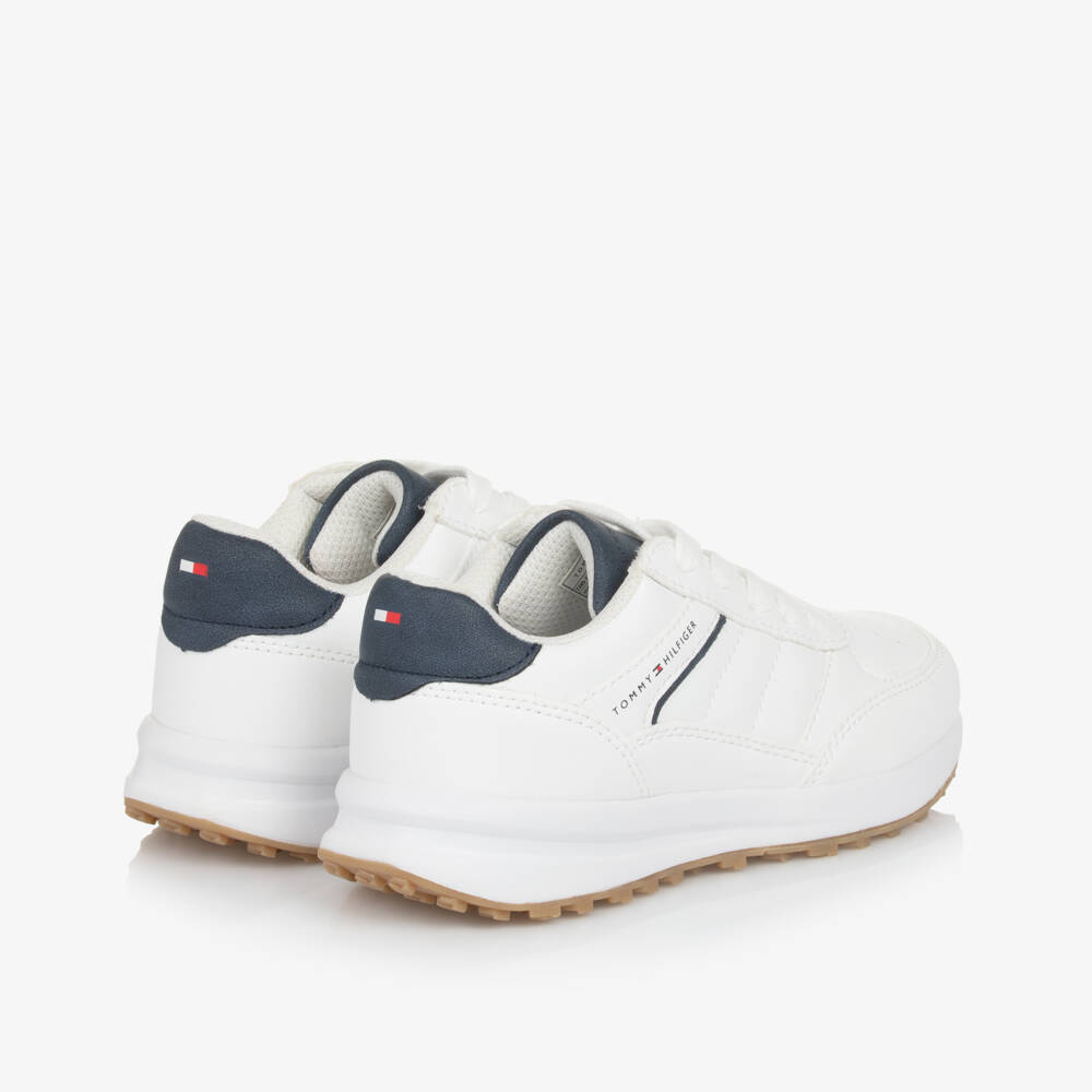 Tommy Hilfiger-Boys Ivory Faux Leather Sneakers | Childrensalon Outlet