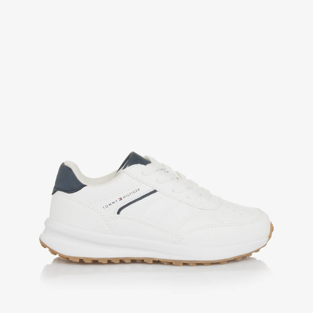 Tommy Hilfiger-Boys Ivory Faux Leather Sneakers | Childrensalon Outlet