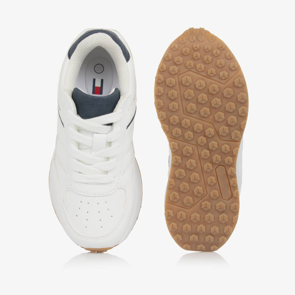 Tommy Hilfiger-Boys Ivory Faux Leather Sneakers | Childrensalon Outlet
