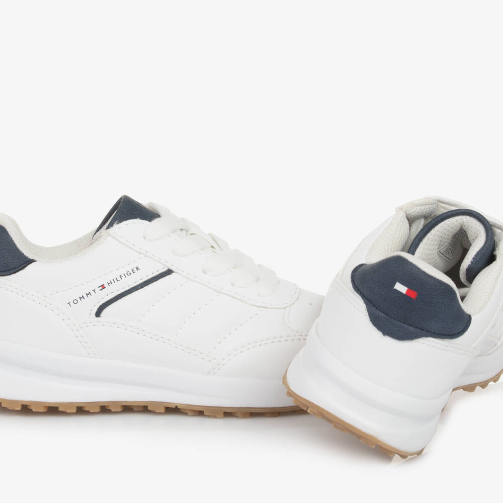 Tommy Hilfiger-Boys Ivory Faux Leather Sneakers | Childrensalon Outlet