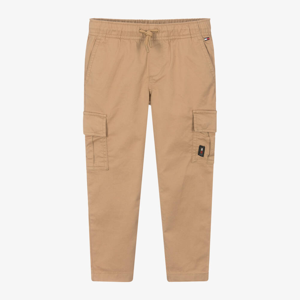 Tommy Hilfiger-Boys Khaki Cotton Cargo Trousers | Childrensalon Outlet