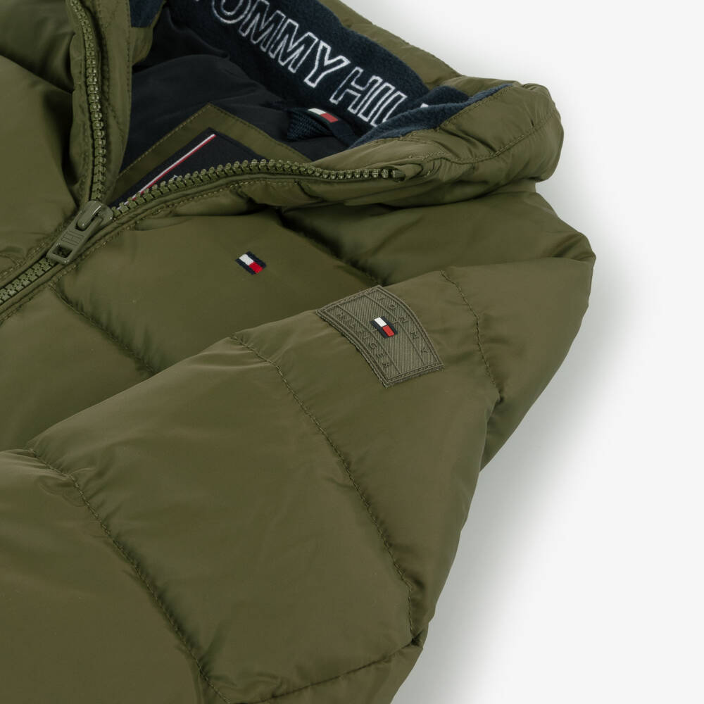 Tommy Hilfiger-Boys Khaki Hooded Puffer Coat | Childrensalon Outlet