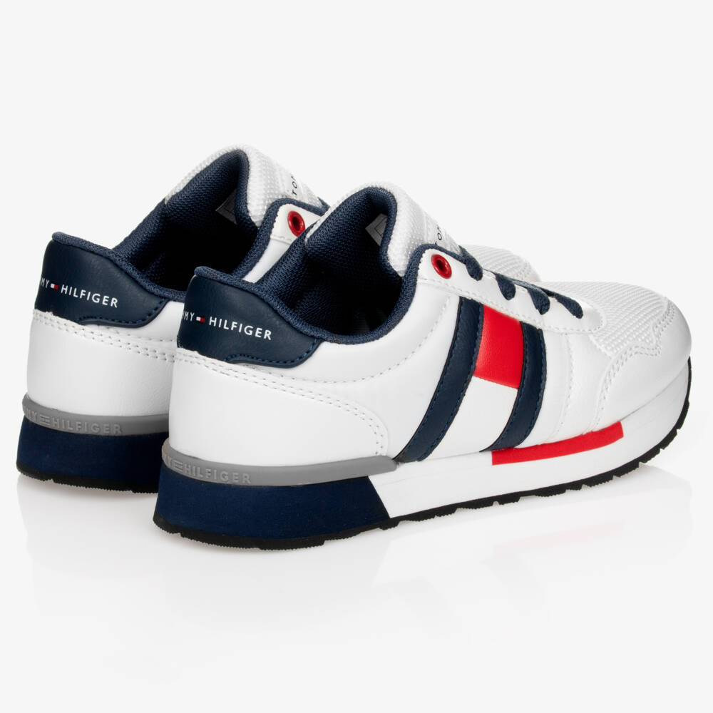 Tommy Hilfiger-Boys Lace-Up White Trainers | Childrensalon Outlet
