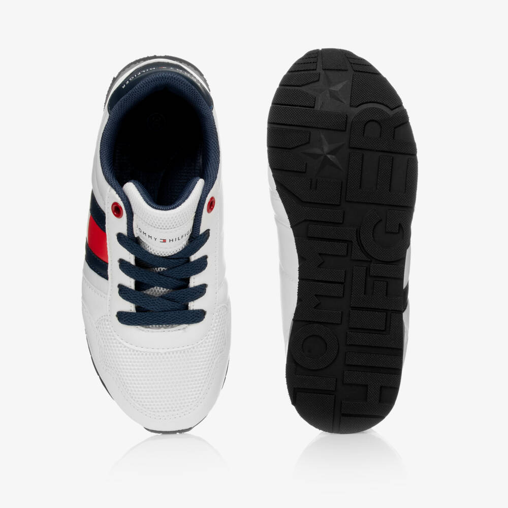 Tommy Hilfiger-Boys Lace-Up White Trainers | Childrensalon Outlet