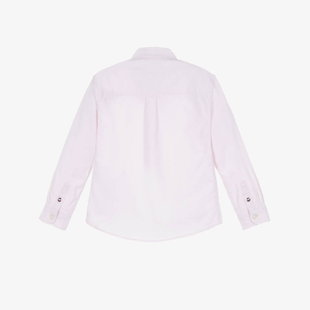 Tommy Hilfiger-Boys Light Pink Oxford Cotton Long-Sleeved Shirt | Childrensalon Outlet