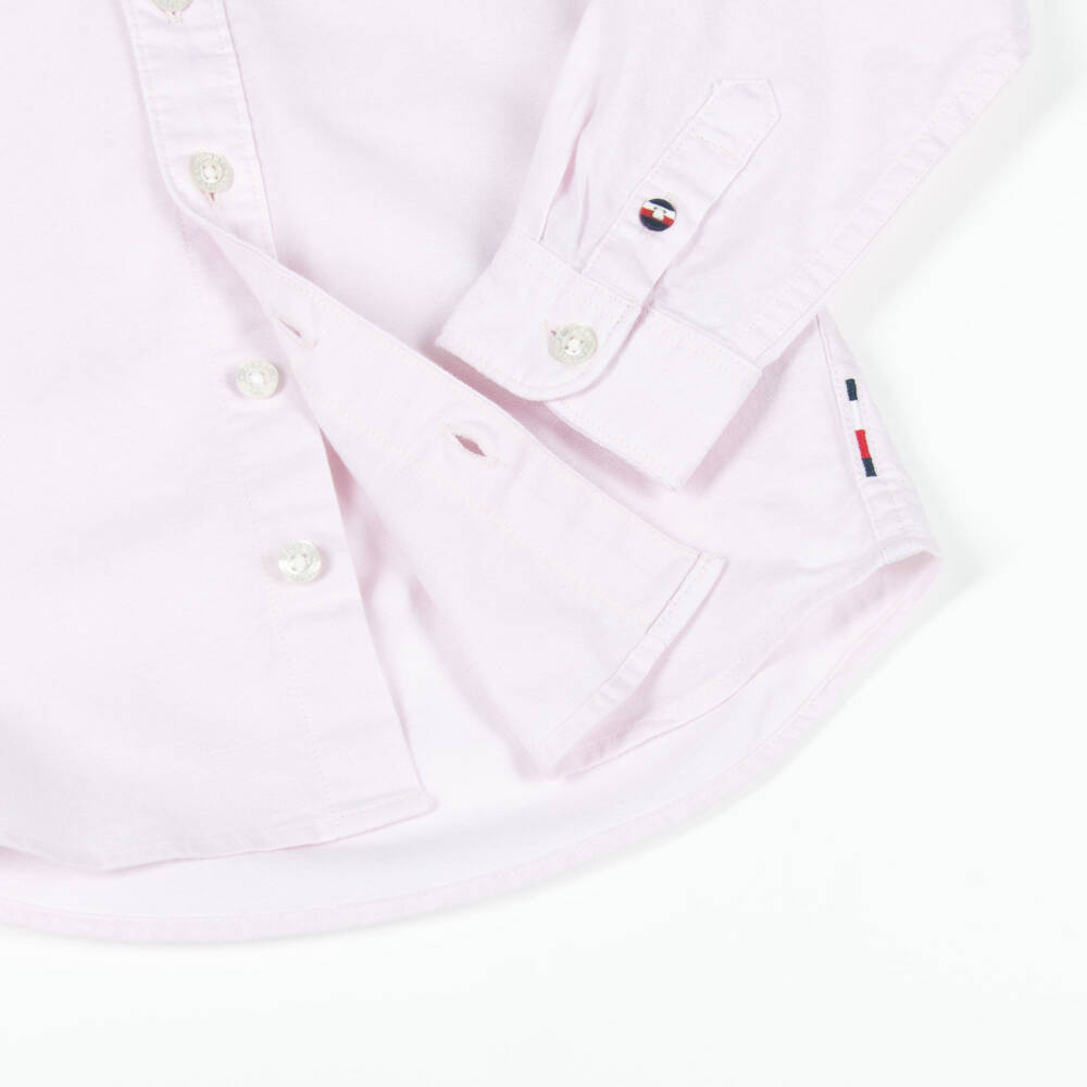Tommy Hilfiger-Boys Light Pink Oxford Cotton Long-Sleeved Shirt | Childrensalon Outlet