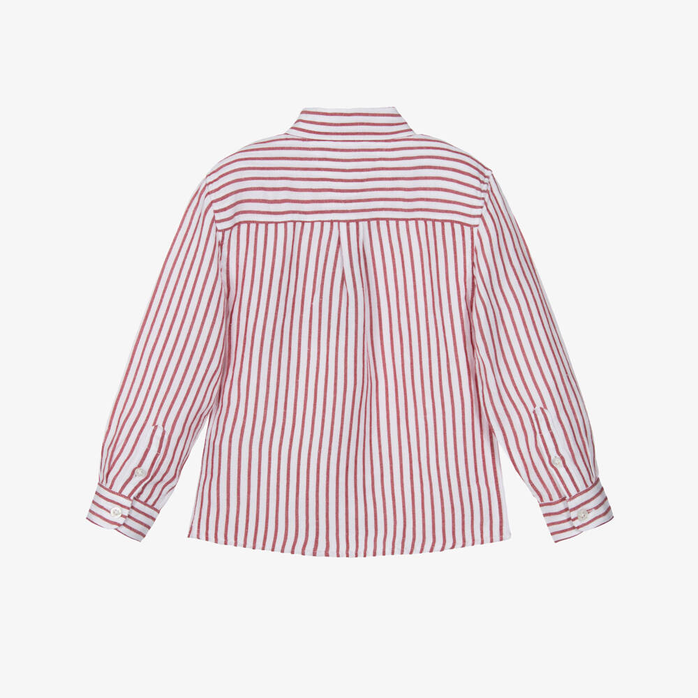 Tommy Hilfiger-قميص مخطط أحمر من مزيج الكتان للأولاد | Childrensalon Outlet