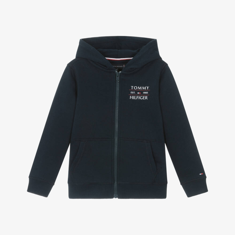 Tommy Hilfiger-Boys Marine Zip-Up Hoodie with Emblem | Childrensalon Outlet