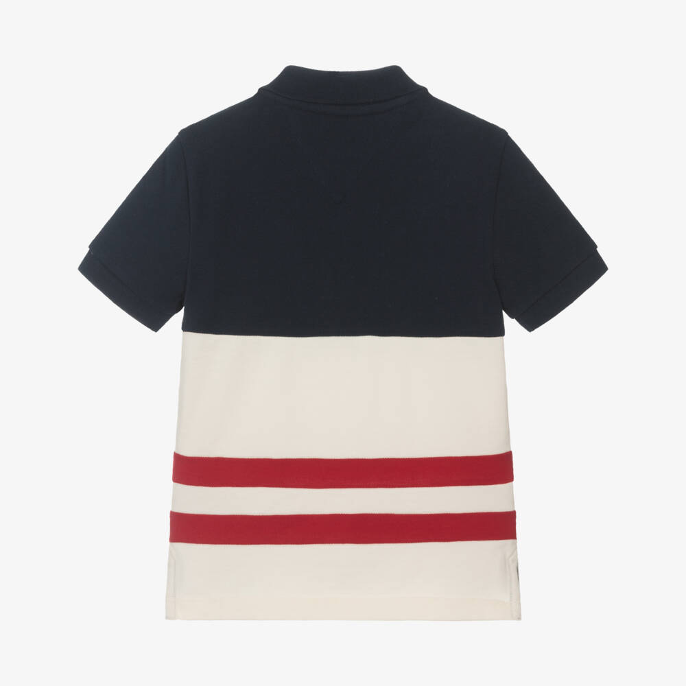 Tommy Hilfiger-Boys Navy & Beige Knit Polo | Childrensalon Outlet