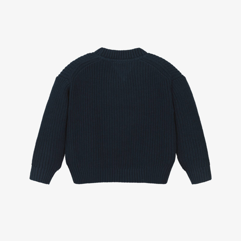Tommy Hilfiger-Boys Navy Blue Chunky Knit Heritage Flag Sweater | Childrensalon Outlet