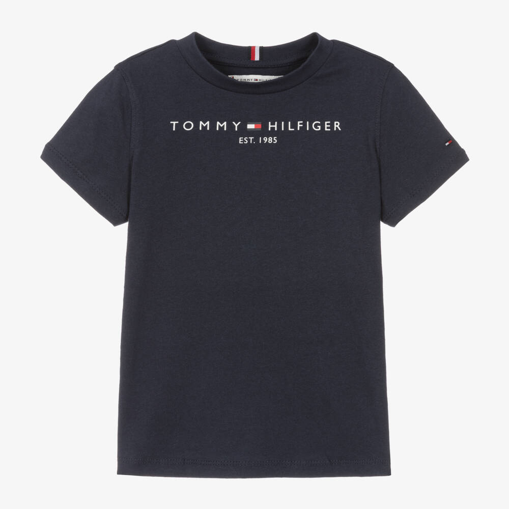 Tommy Hilfiger-Boys Navy Blue Cotton Flag Logo T-Shirt | Childrensalon Outlet
