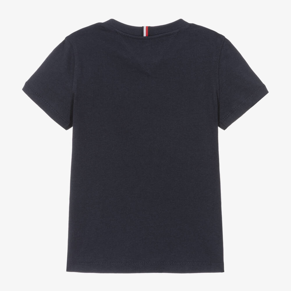 Tommy Hilfiger-Boys Navy Blue Cotton Flag Logo T-Shirt | Childrensalon Outlet