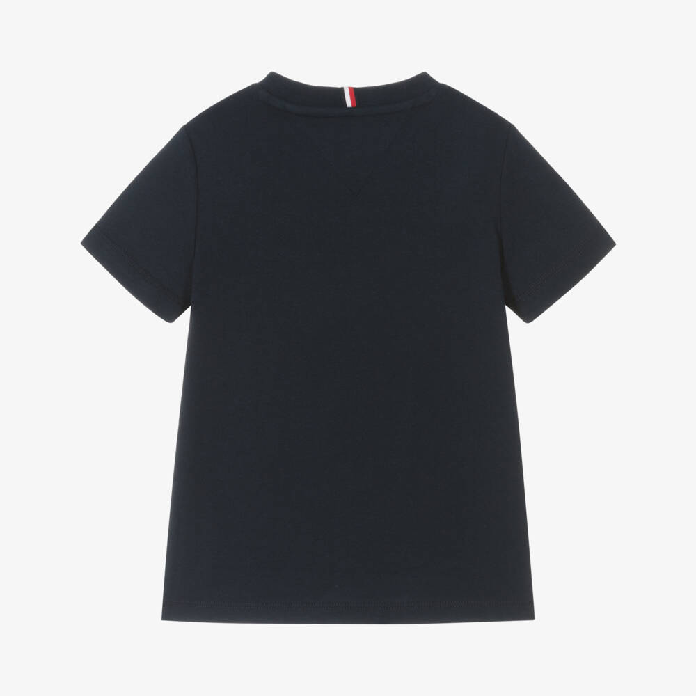 Tommy Hilfiger-Boys Navy Blue Cotton Flag Logo T-Shirt | Childrensalon Outlet