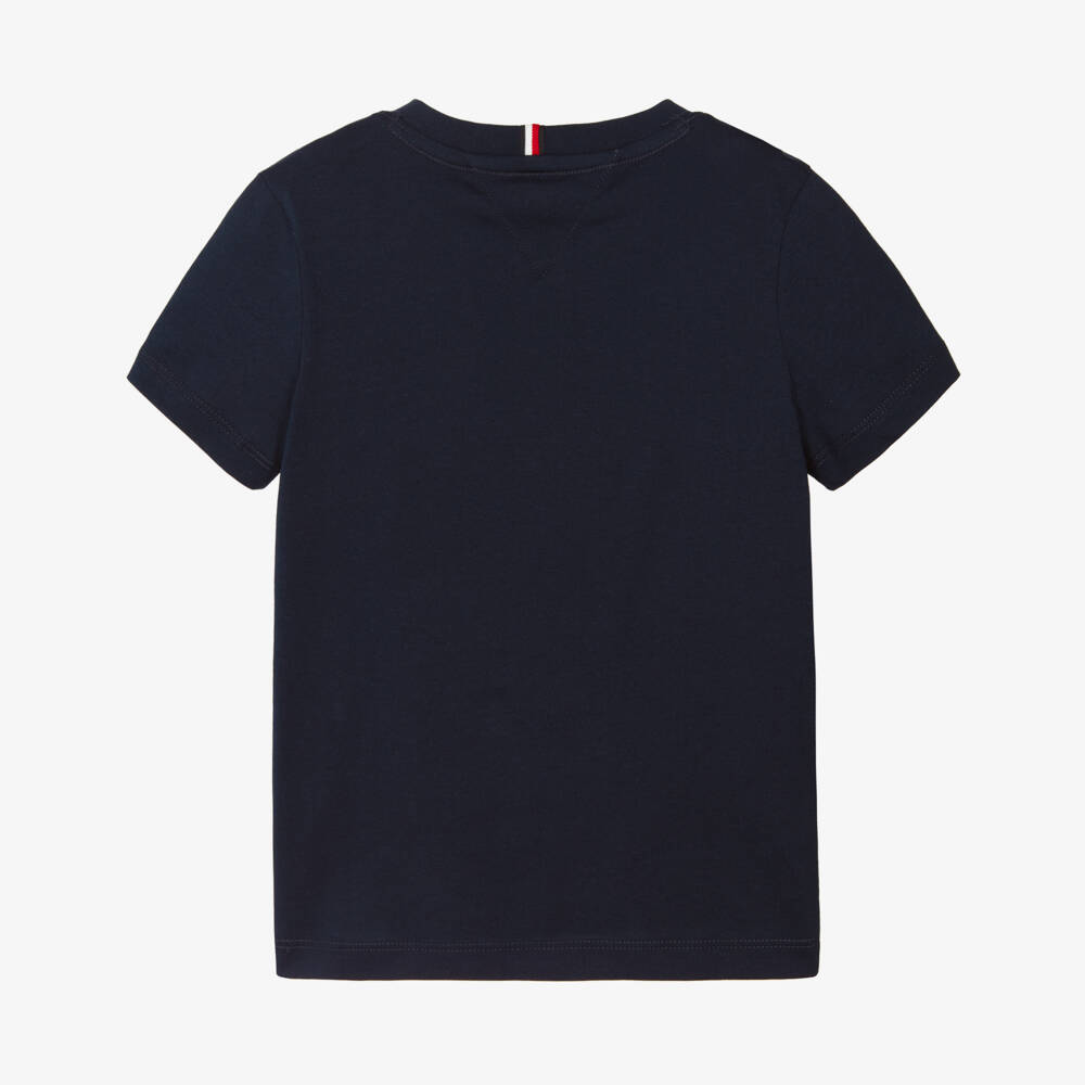 Tommy Hilfiger-Boys Navy Blue Cotton Flag Logo T-Shirt | Childrensalon Outlet