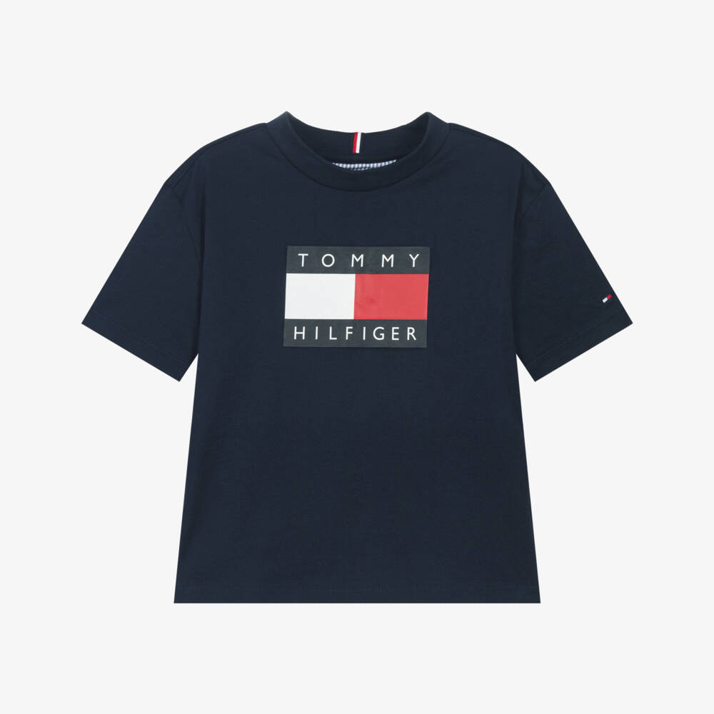 Tommy Hilfiger-Футболка синий с флагом для мальчиков | Childrensalon Outlet
