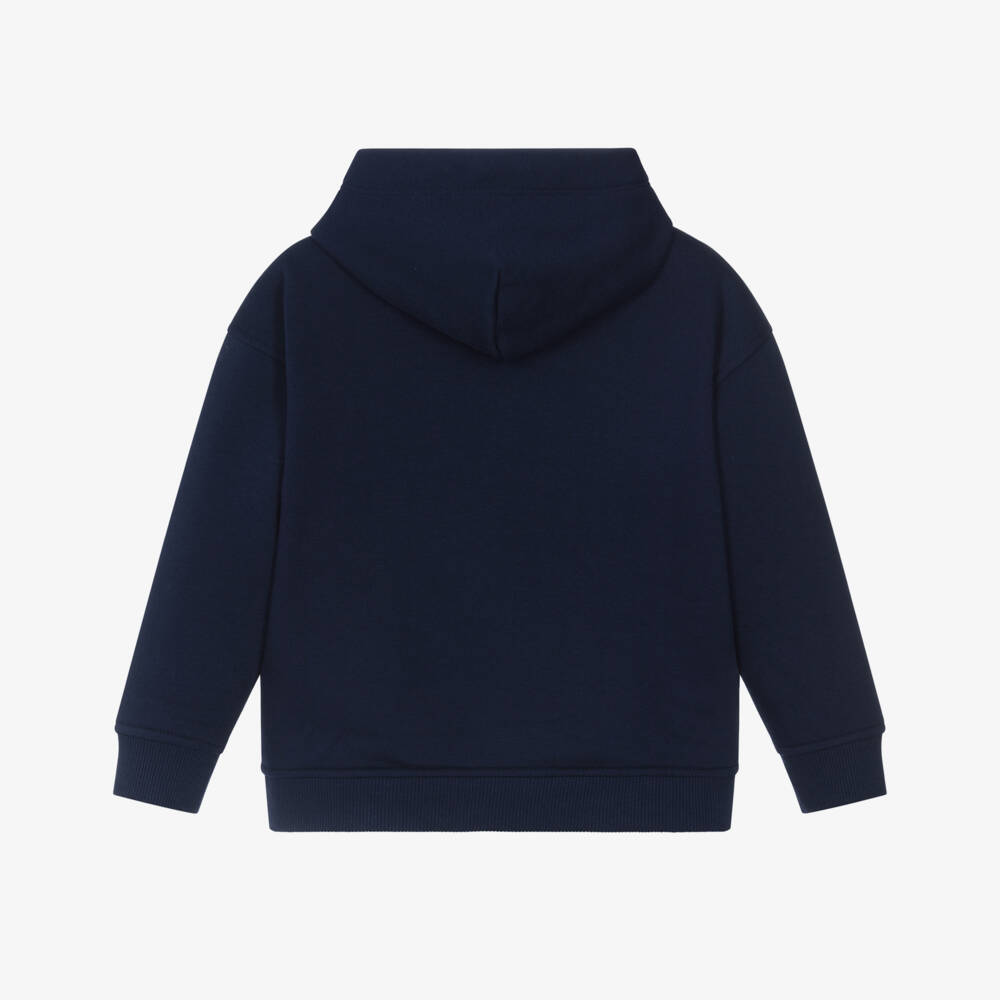 Tommy Hilfiger-Boys Navy Blue Cotton Hoodie with Arched Logo | Childrensalon Outlet