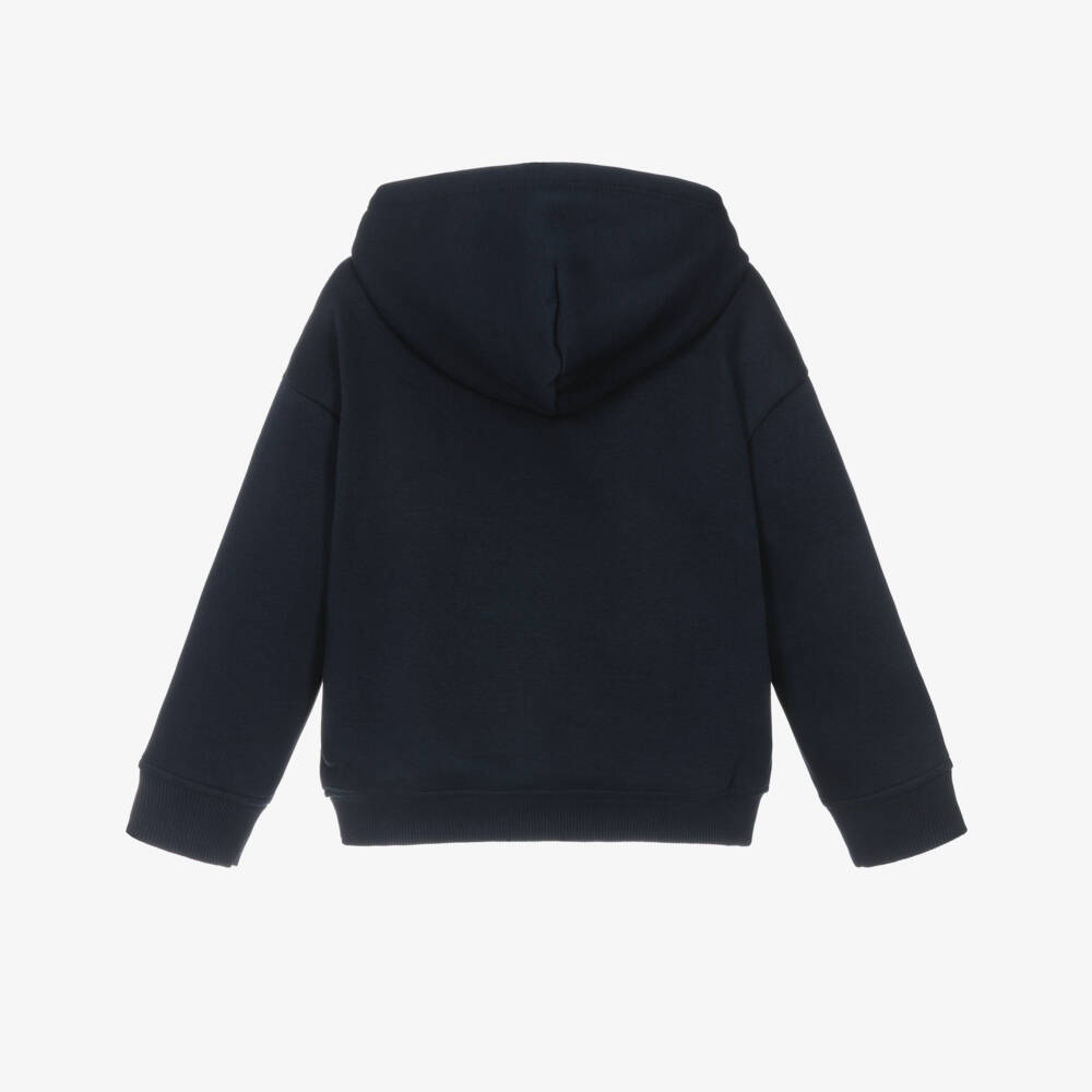 Tommy Hilfiger-Boys Navy Blue Cotton Hoodie with Paint Effect Flag Logo | Childrensalon Outlet